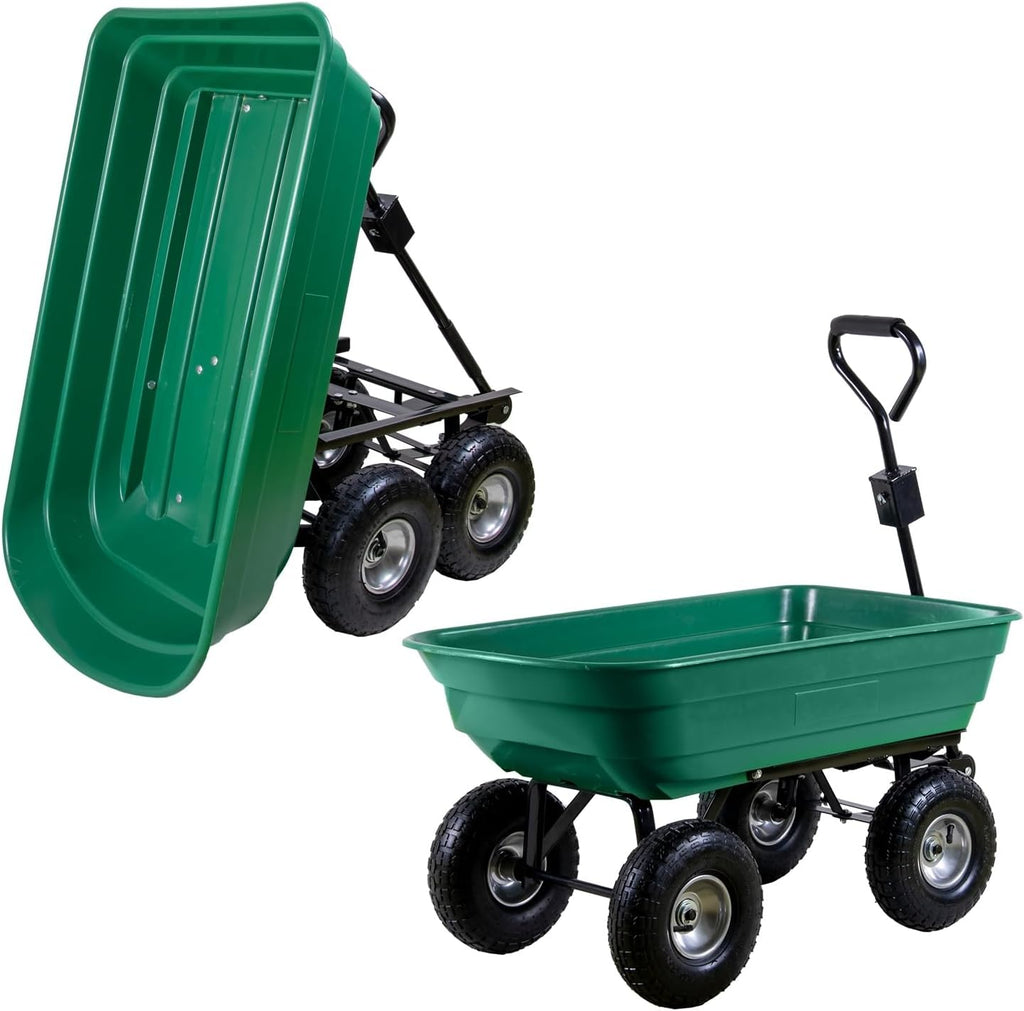 Gartenwagen 75 L mit Kippfunktion – 300 kg Tragkraft, Luftreifen, Stahlfelgen, Transportwagen