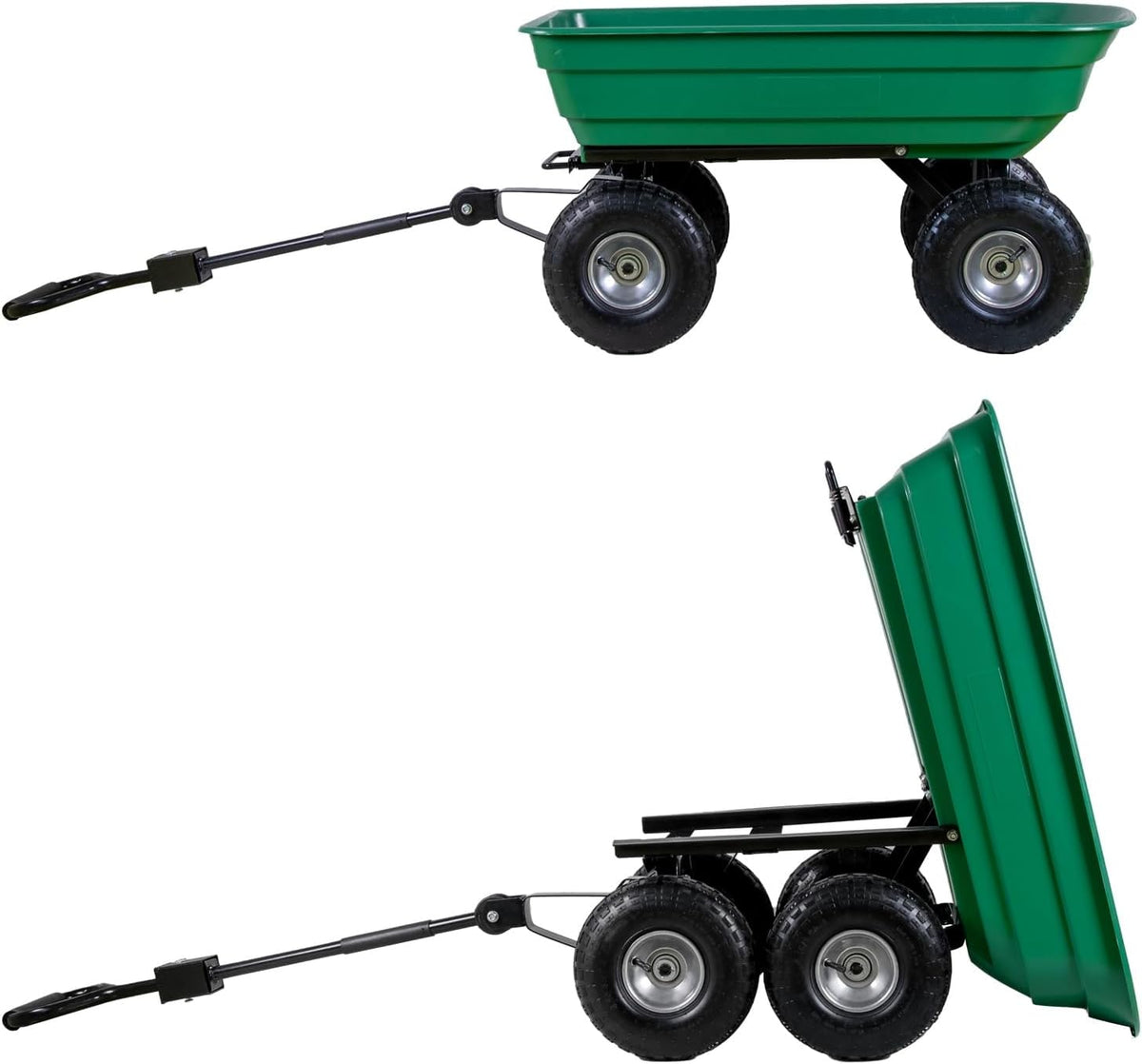 Gartenwagen 75 L mit Kippfunktion – 300 kg Tragkraft, Luftreifen, Stahlfelgen, Transportwagen
