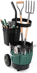 Gartenwagen für Werkzeug – 10 + 20 L Eimer, Oxford-Tasche, Gerätehalter, Stahl, Transportwagen