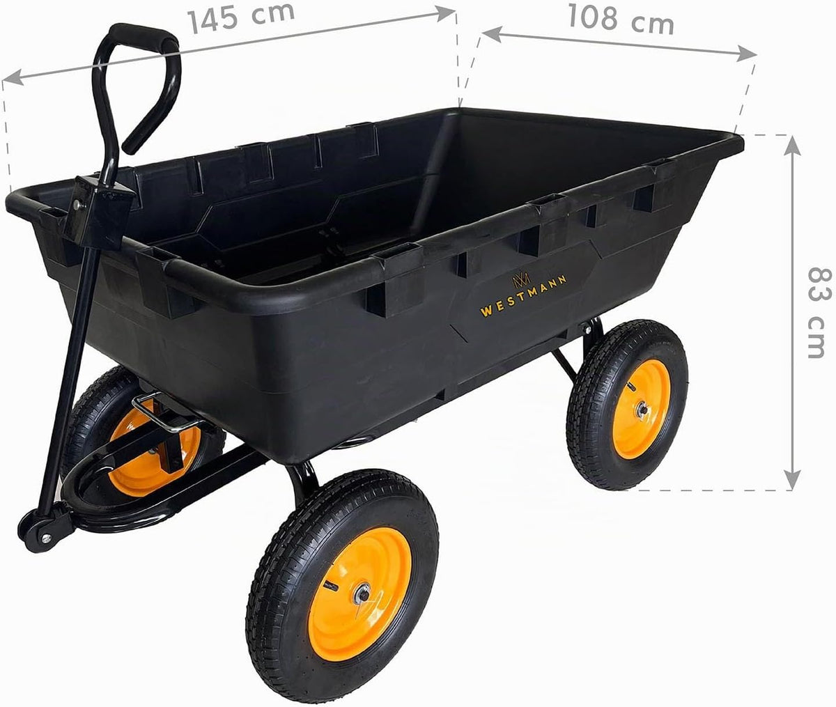 Gartenwagen 225 L – Kunststoffkarre mit 400 kg Tragkraft, großer Transportwagen für Garten & Hof