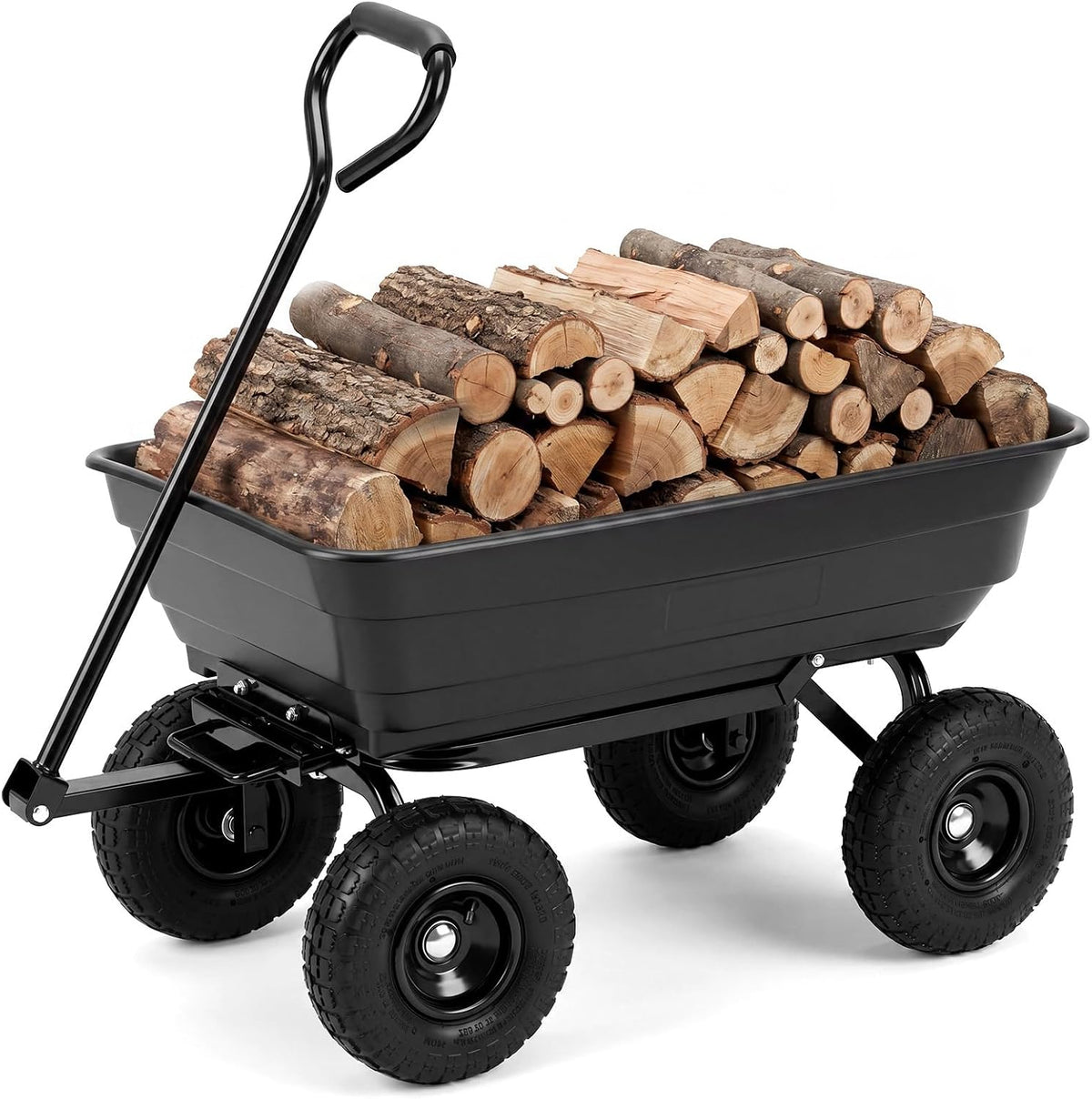 Gartenwagen mit Kippfunktion – 300 kg Tragkraft, Schwarz, Transportwagen für Garten & Hof