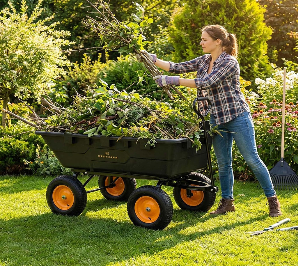 Gartenwagen 225 L – Kunststoffkarre mit 400 kg Tragkraft, großer Transportwagen für Garten & Hof