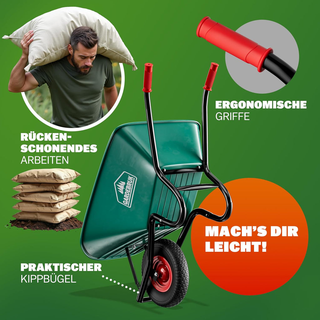 Schubkarre 100 L – 250 kg Tragkraft, robuste Gartenkarre, Transportkarre für Garten & Hof