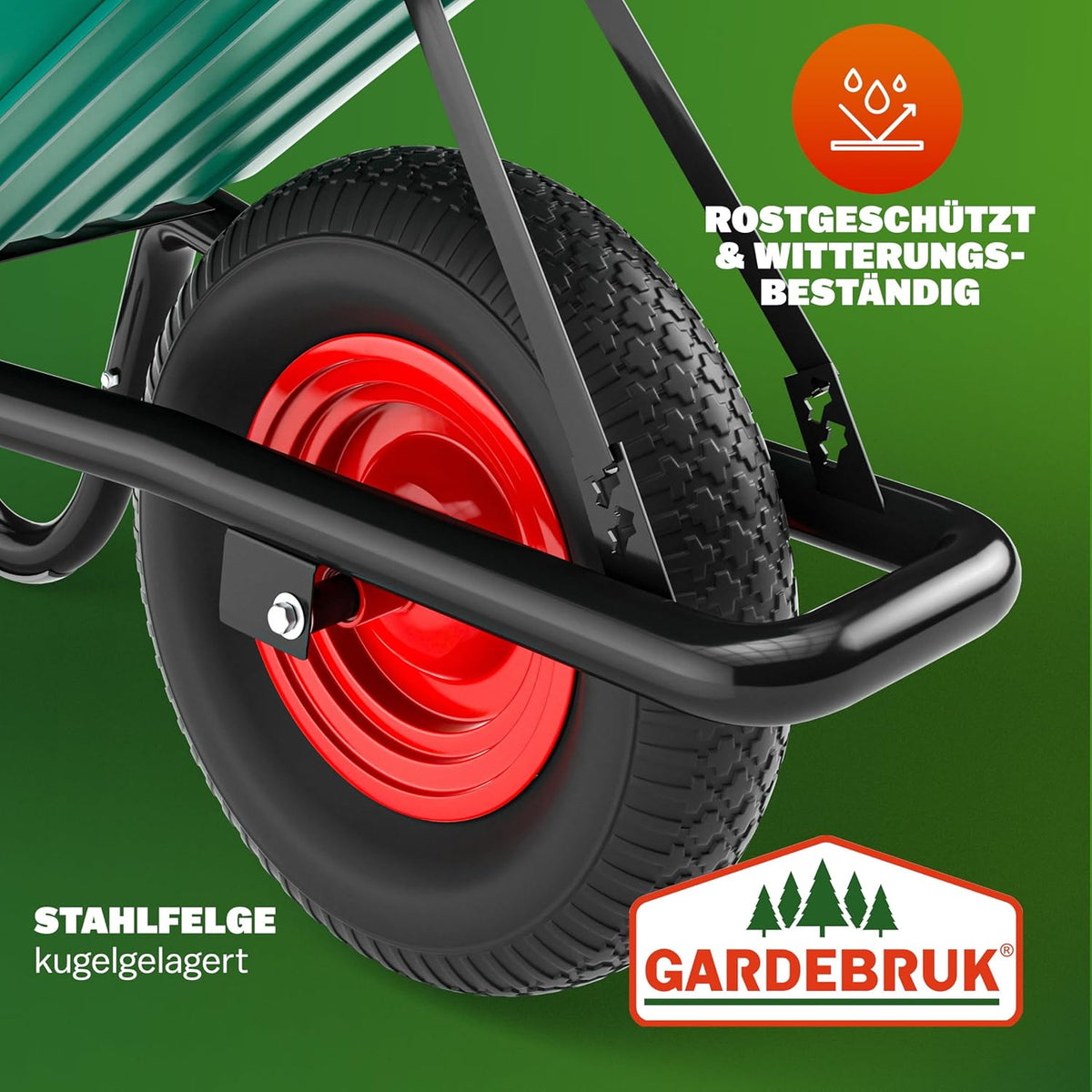 Schubkarre 100 L – 250 kg Tragkraft, robuste Gartenkarre, Transportkarre für Garten & Hof