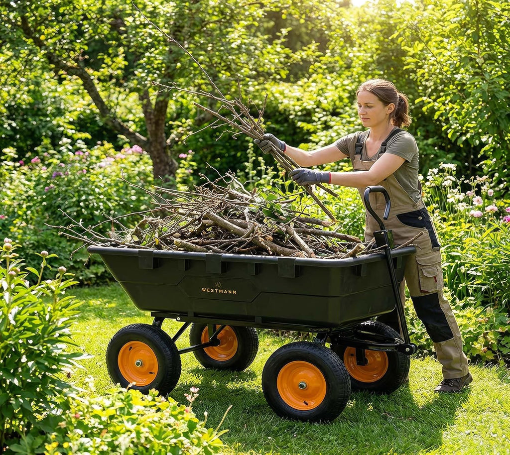 Gartenwagen 225 L – Kunststoffkarre mit 400 kg Tragkraft, großer Transportwagen für Garten & Hof