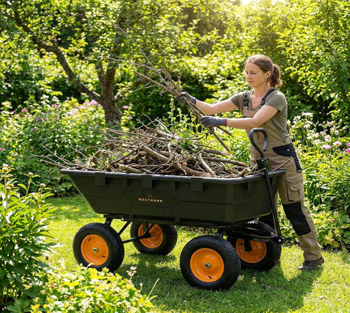 Gartenwagen 225 L – Kunststoffkarre mit 400 kg Tragkraft, großer Transportwagen für Garten & Hof