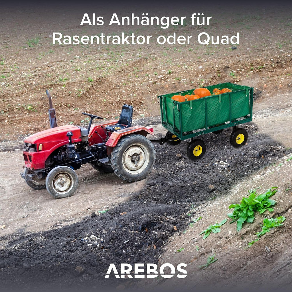 Gartenwagen Grün faltbar – 550 kg Tragkraft, Profilreifen, Bollerwagen, Transportwagen